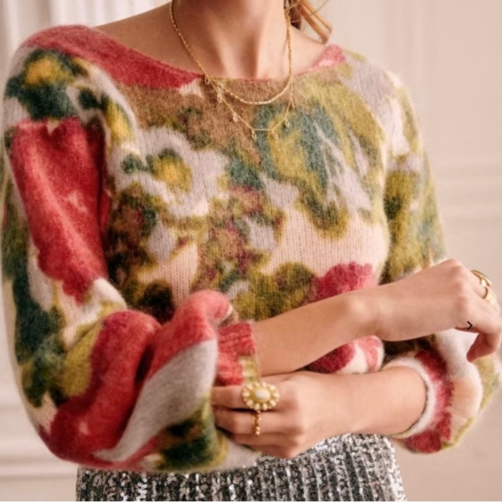 Sezane Floral Multicolor Sweater